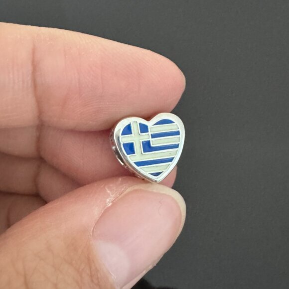 Pandora Greece Flag Heart Charm - Picture 1 of 8